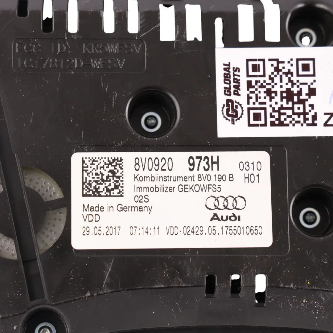 Instrument Cluster Speedometer Clocks Diesel Manual to Audi A3 8V with Part number 8V0920973H Audi A3 8V Instrument Cluster Speedometer Clocks Diesel Manual - SKU RHD-8V0920973H - Part number 8V0920973H