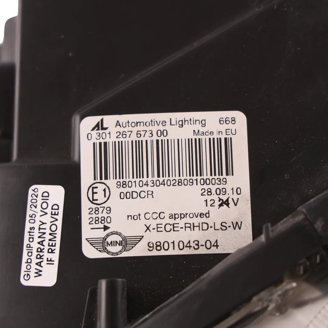 Mini Cooper R60 R61 Bi-Xenon Headlight Lamp Left N/S - SKU rhd-9801043-3 - Part number 9801043