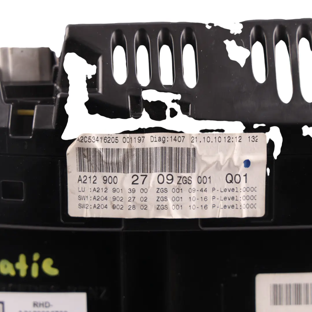 Speedometer Instrument Cluster Speedo Diesel Automatic to Mercedes W212 with Part number A2129002709 Mercedes W212 Speedometer Instrument Cluster Speedo Diesel Automatic - SKU RHD-A2129002709 - Part number A2129002709
