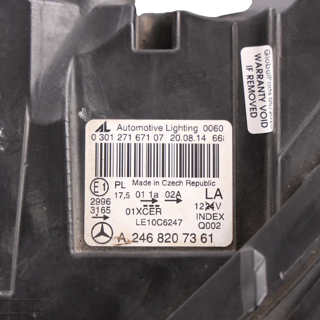 Mercedes W246 Xenon Headlight Headlamp Front Left N/S - SKU RHD-A2468207361 - Part number A2468207361