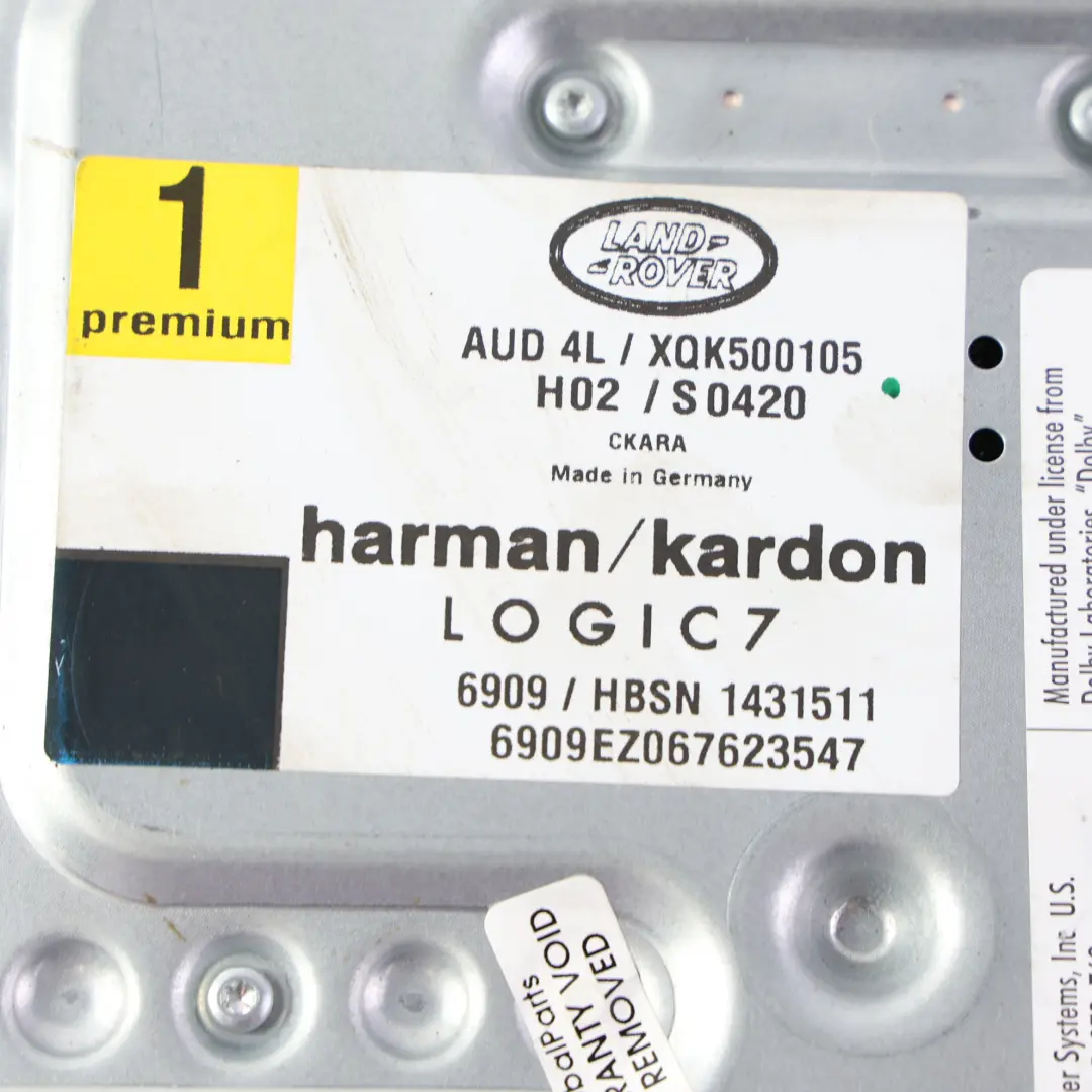 Audio Stereo Amplifier Harman Kardon Logic7 to Range Rover Sport L320 with Part number XQK500105 Range Rover Sport L320 Audio Stereo Amplifier Harman Kardon Logic7 - SKU XQK500105 - Part number XQK500105