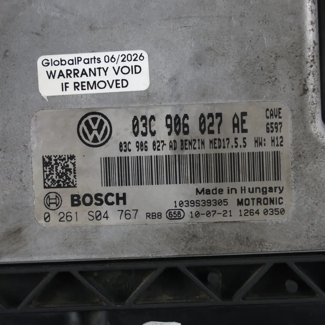 6J Mk4 1.4 TSI CAVE 180HP Engine Control ECU Automatic to Seat Ibiza with Part number 03C906027AE Seat Ibiza 6J Mk4 1.4 TSI CAVE 180HP Engine Control ECU Automatic - SKU 03C906027AE - Part number 03C906027AE