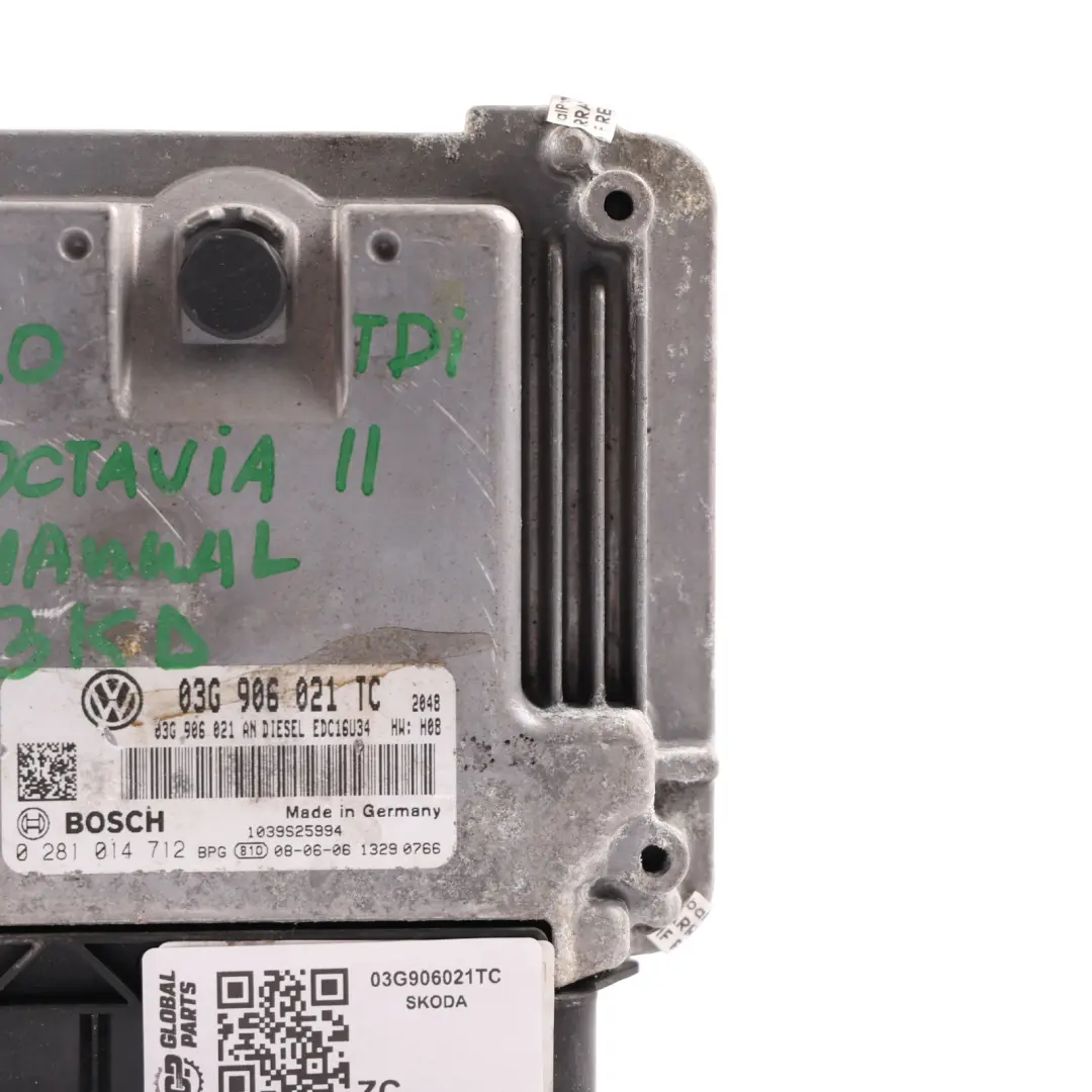 Control Unit ECU 2.0 TDI BKD 140HP Manual to Skoda Octavia II Engine with Part number 03G906021TC Skoda Octavia II Engine Control Unit ECU 2.0 TDI BKD 140HP Manual - SKU 03G906021TC - Part number 03G906021TC