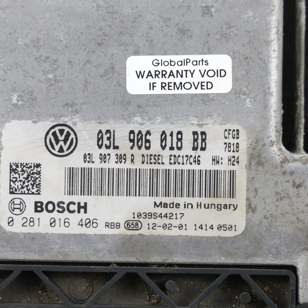 Volkswagen Golf GTD Mk6 2.0 TDI CFGB Engine Control ECU Manual - SKU 03L906018BB - Part number 03L906018BB