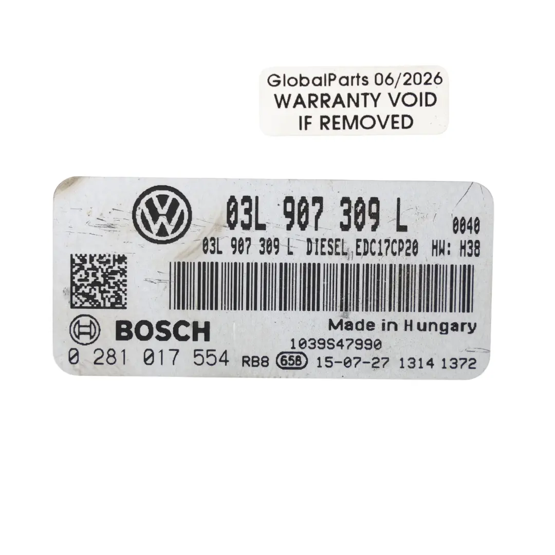 Volkswagen Transporter T6 2.0 TDI CAAB 102HP Kit ECU Motor Manual - SKU 03L907309L-1 - Número de pieza 03L907309L