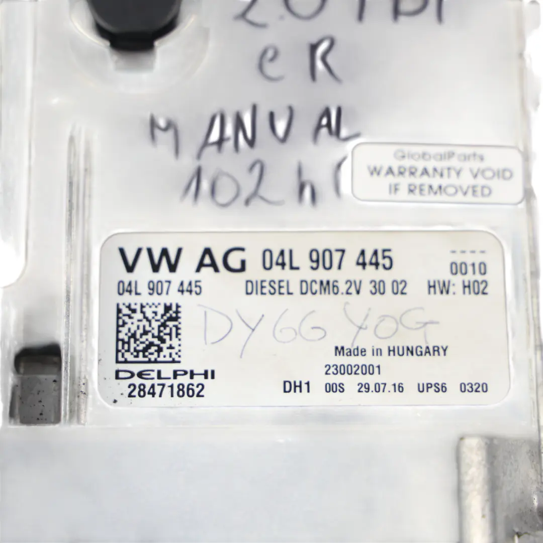 Volkswagen Transporter T6 Engine Control ECU Unit 2.0 TDI 103HP Manual - SKU 04L907445 - Part number 04L907445