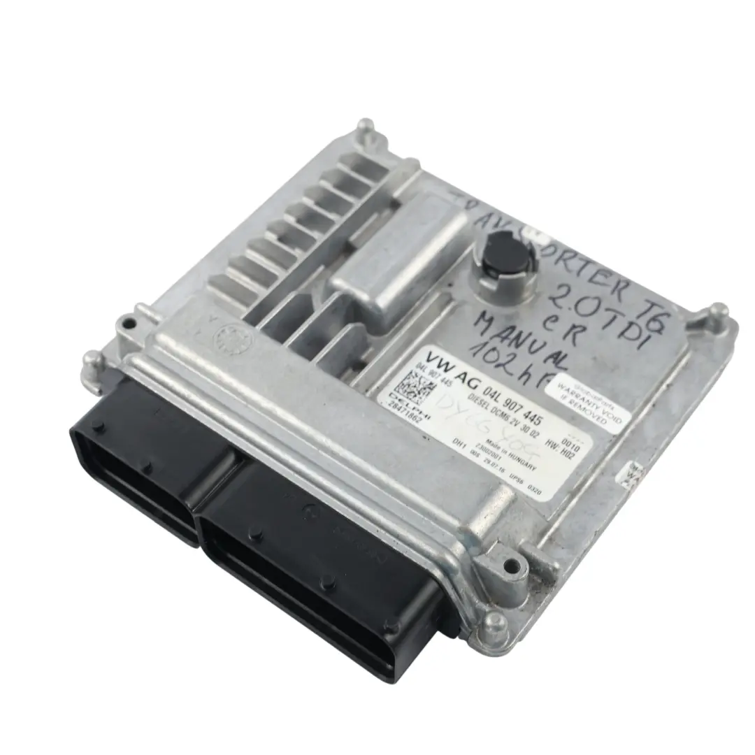 Control ECU Unit 2.0 TDI 103HP Manual to Volkswagen Transporter T6 Engine with Part number 04L907445 Volkswagen Transporter T6 Engine Control ECU Unit 2.0 TDI 103HP Manual - SKU 04L907445 - Part number 04L907445