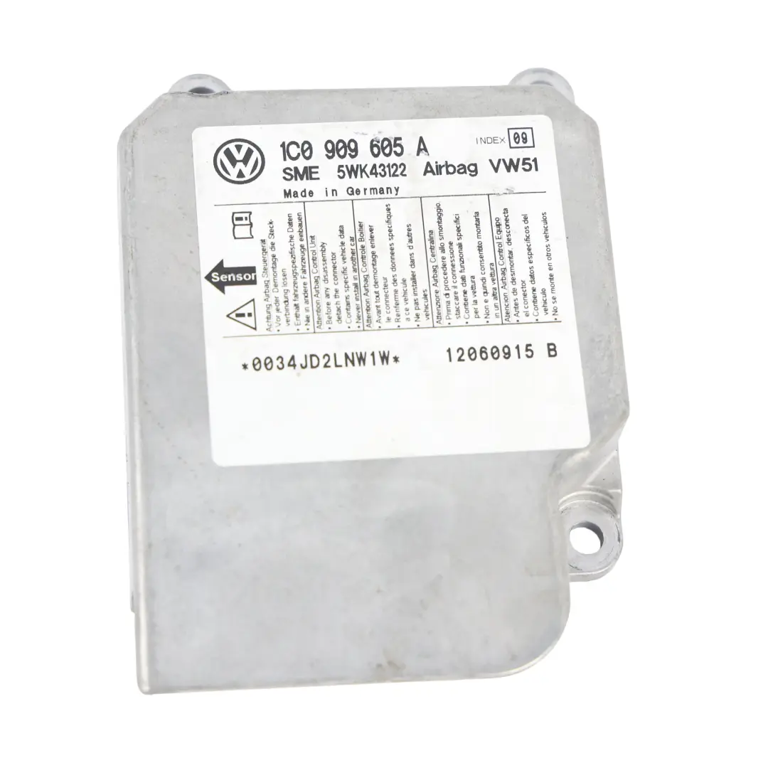 Sterownik Moduł Airbag ECU do Volkswagen Transporter T5 o numerze 1C0909605A Volkswagen Transporter T5 Sterownik Moduł Airbag ECU - SKU 1C0909605A - Numer Części 1C0909605A