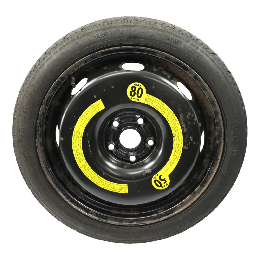 Rueda Acero Repuesto Llanta 18" 3,5J ET:25,5 Neumático R18 para Audi A3 8P con número de pieza 1K0601027B Audi A3 8P Rueda Acero Repuesto Llanta 18" 3,5J ET:25,5 Neumático R18 - SKU 1K0601027B-1 - Número de pieza 1K0601027B