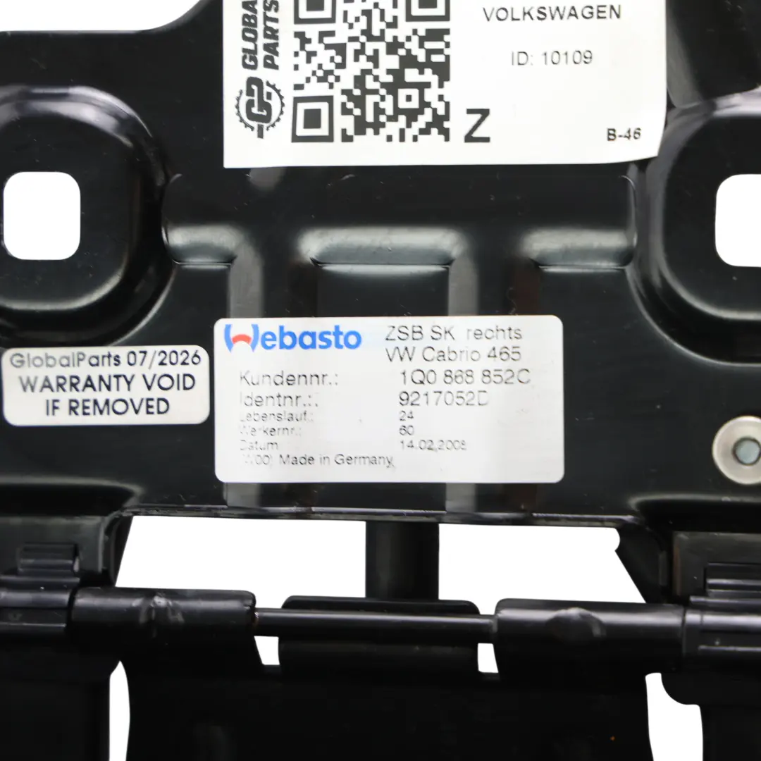 Toit Support Entretoise Cache Support Droit pour Volkswagen Eos Cabrio à propos du numéro de pièce 1Q0868852C Volkswagen Eos Cabrio Toit Support Entretoise Cache Support Droit - SKU 1Q0868852C - Numéro de pièce 1Q0868852C