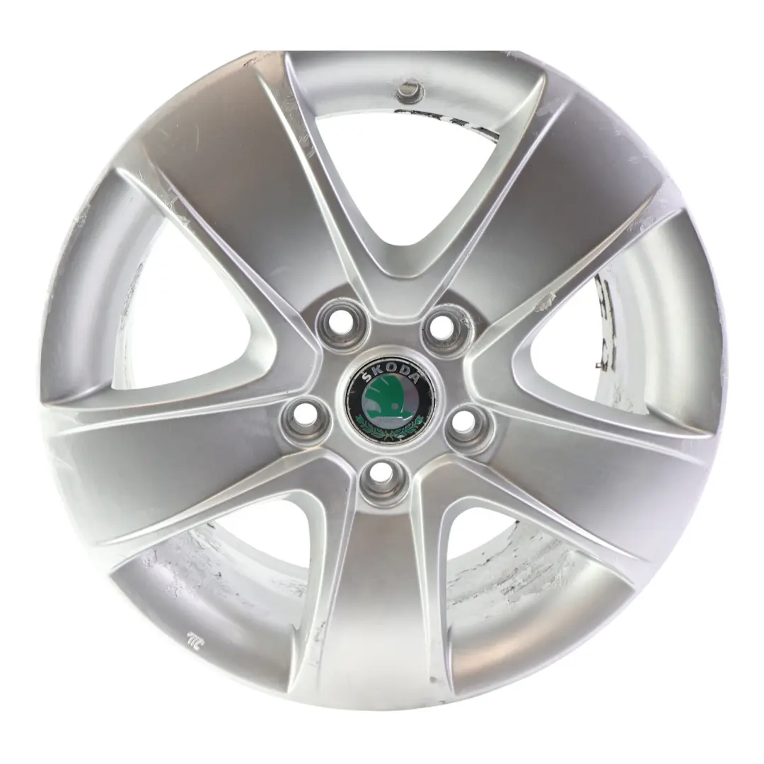 Skoda Octavia Mk2 Alloy Wheel Rim Silver 16" ET:50 6.5J 5 Spoke - SKU 1Z0601025T-1 - Part number 1Z0601025T