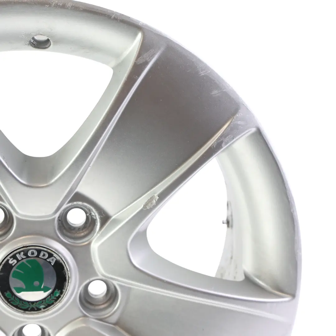 Skoda Octavia Mk2 Alloy Wheel Rim Silver 16" ET:50 6.5J 5 Spoke - SKU 1Z0601025T-1 - Part number 1Z0601025T