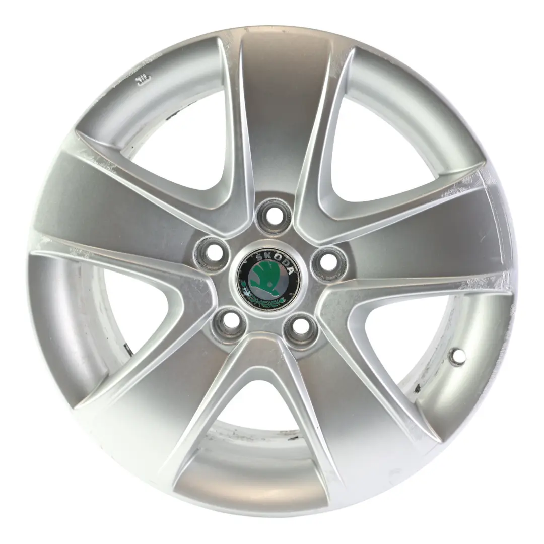Skoda Octavia Mk2 Alloy Wheel Rim Silver 16" ET:50 6.5J 5 Spoke - SKU 1Z0601025T-2 - Part number 1Z0601025T