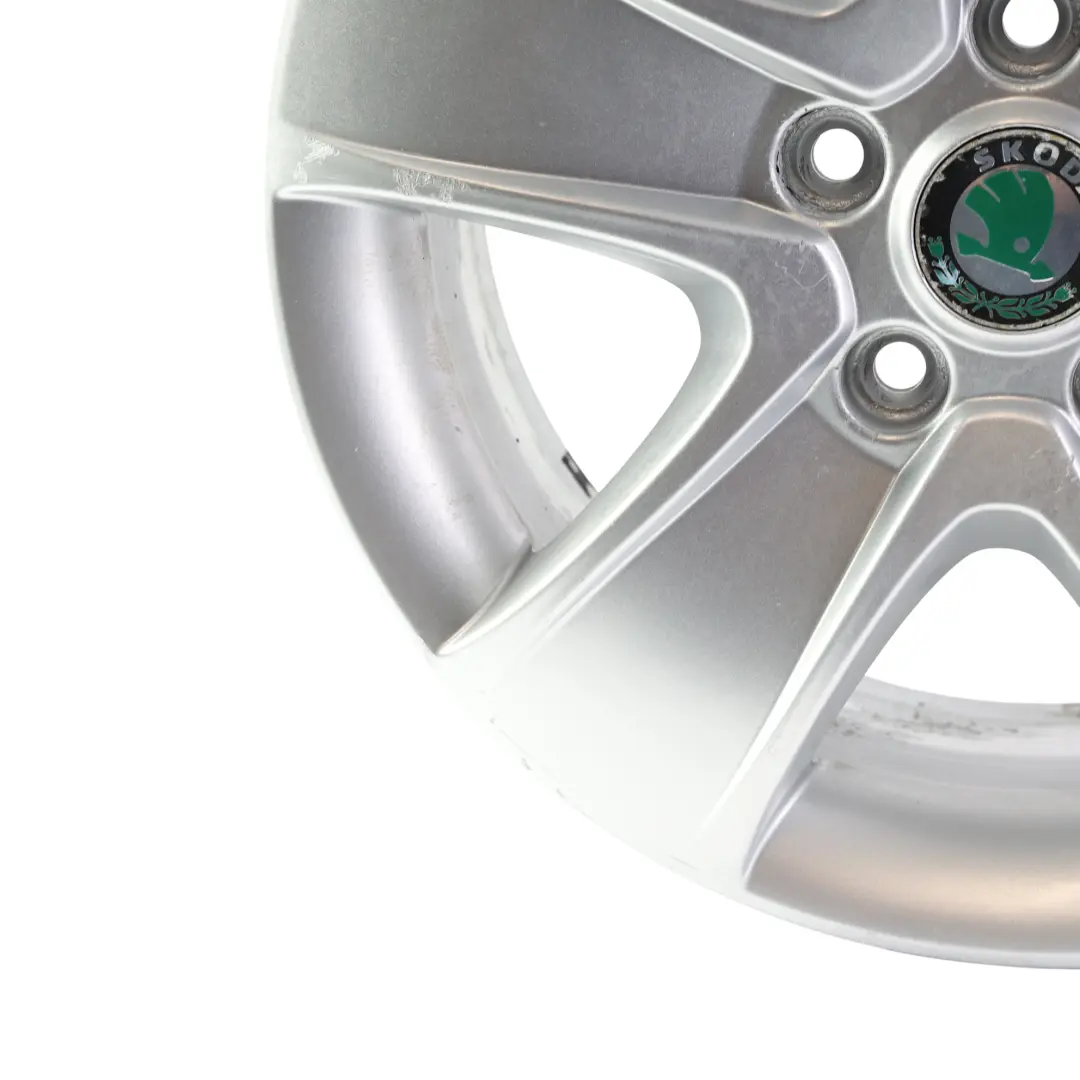 Skoda Octavia Mk2 Cerchio Lega Argento 16" ET50 6.5J 5 Razze - SKU 1Z0601025T-2 - Numero di parte 1Z0601025T
