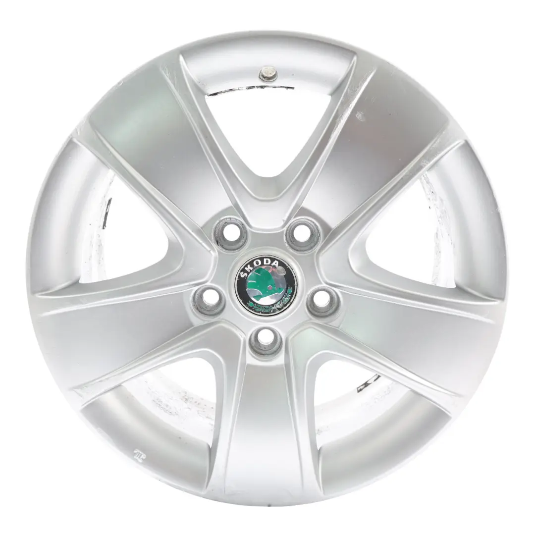 Skoda Octavia Mk2 Alloy Wheel Rim Silver 16" ET:50 6.5J 5 Spoke - SKU 1Z0601025T-3 - Part number 1Z0601025T