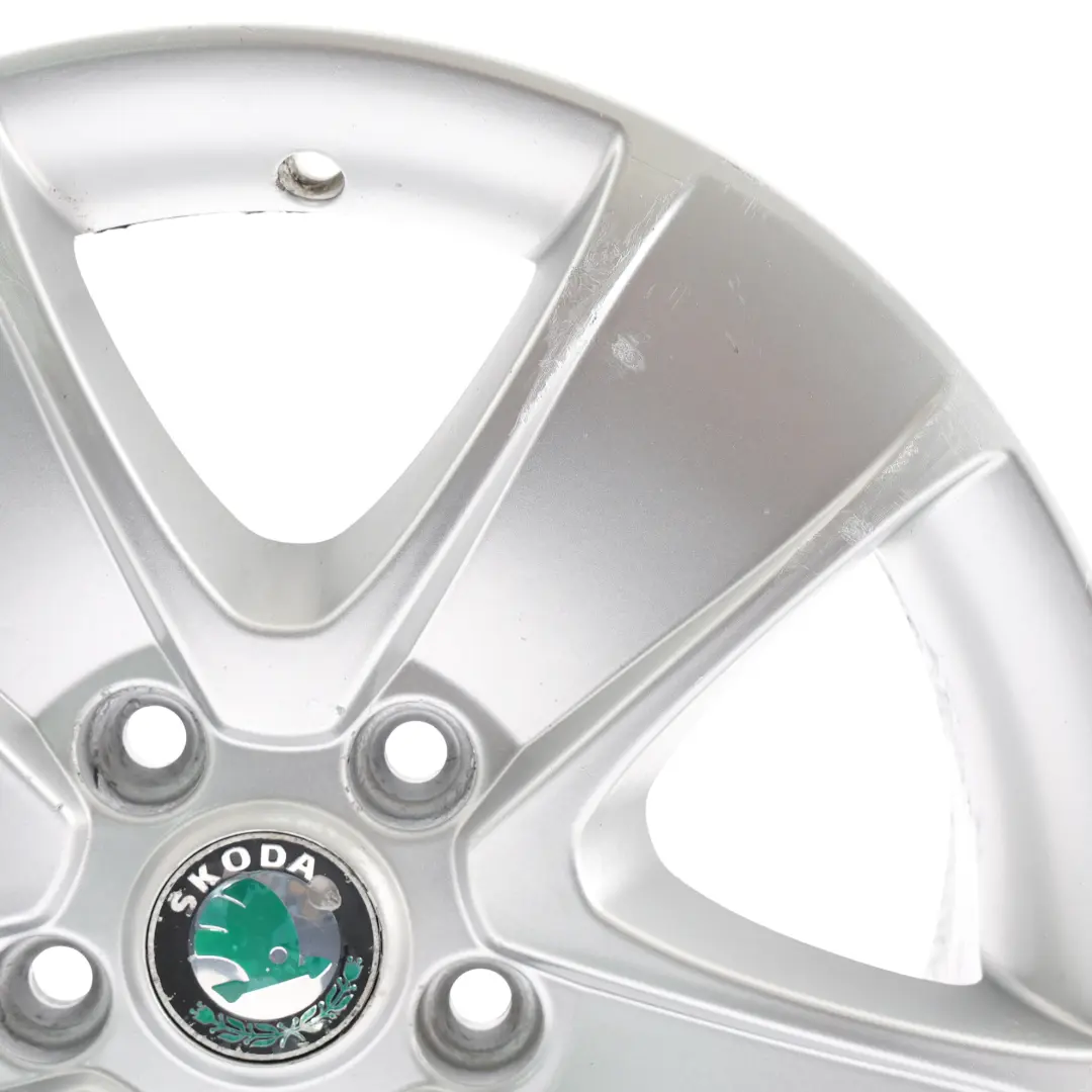 Skoda Octavia Mk2 Alloy Wheel Rim Silver 16" ET:50 6.5J 5 Spoke - SKU 1Z0601025T-3 - Part number 1Z0601025T