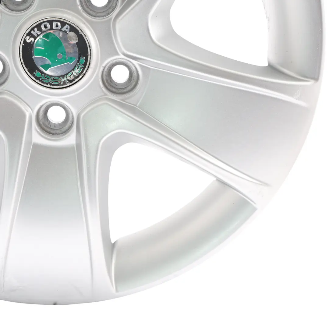 Skoda Octavia Mk2 Alloy Wheel Rim Silver 16" ET:50 6.5J 5 Spoke - SKU 1Z0601025T-3 - Part number 1Z0601025T