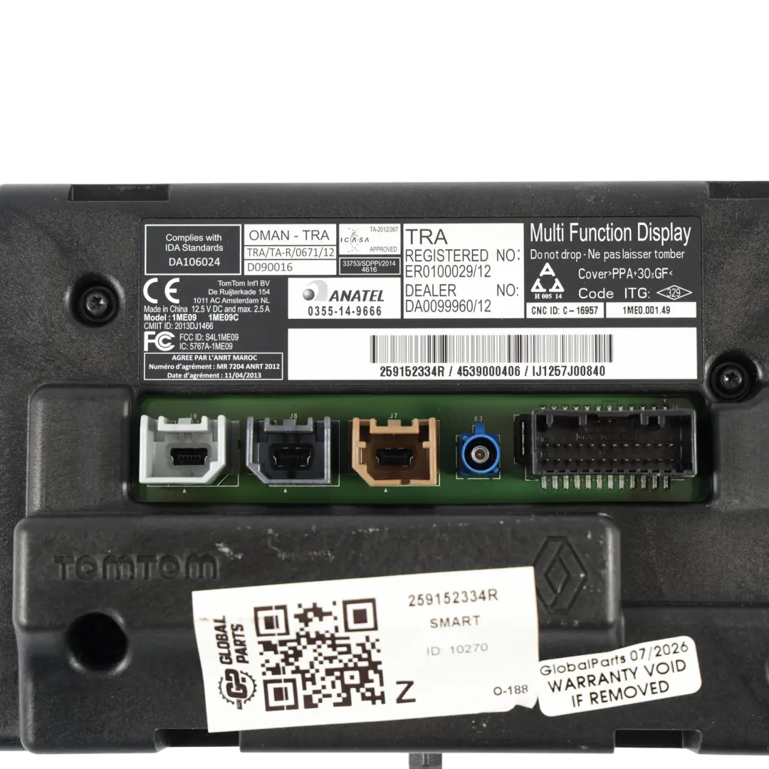 Écran Affichage Multi Média Sat Nav pour Smart Fortwo Forfour 453 à propos du numéro de pièce 259152334R Smart Fortwo Forfour 453 Écran Affichage Multi Média Sat Nav - SKU 259152334R - Numéro de pièce 259152334R
