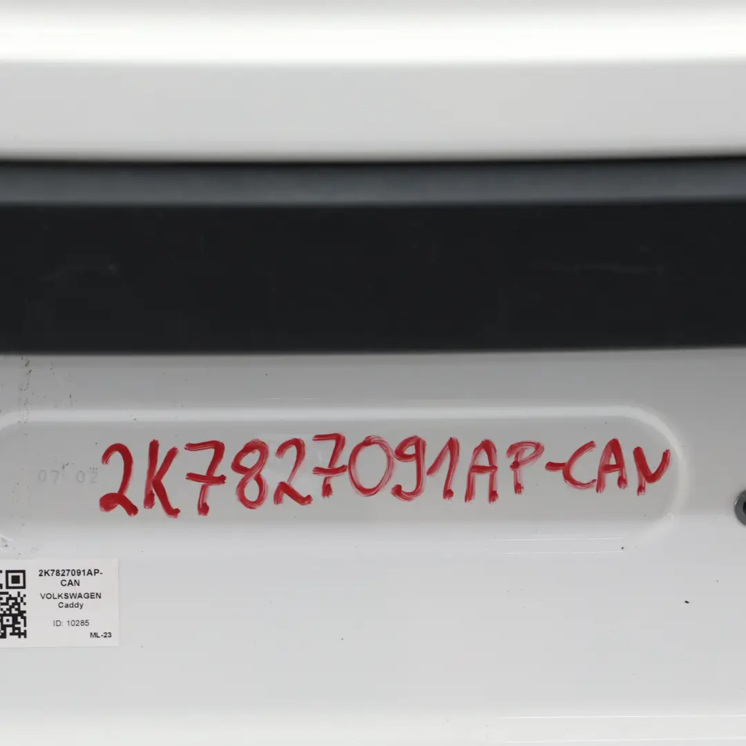 Volkswagen VW Caddy SB Rear Door Left N/S Boot Tailgate Door Candy White - B9A - SKU 2K7827091AP-CAN - Part number 2K7827091AP
