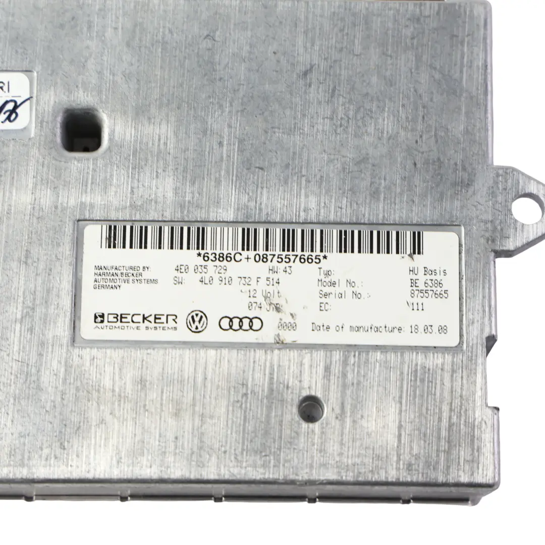 Módulo Bluetooth Unidad Control 4E0035723 para Volkswagen Caddy SB con número de pieza 4L0910732F Volkswagen Caddy SB Módulo Bluetooth Unidad Control 4E0035723 - SKU 4L0910732F - Número de pieza 4L0910732F