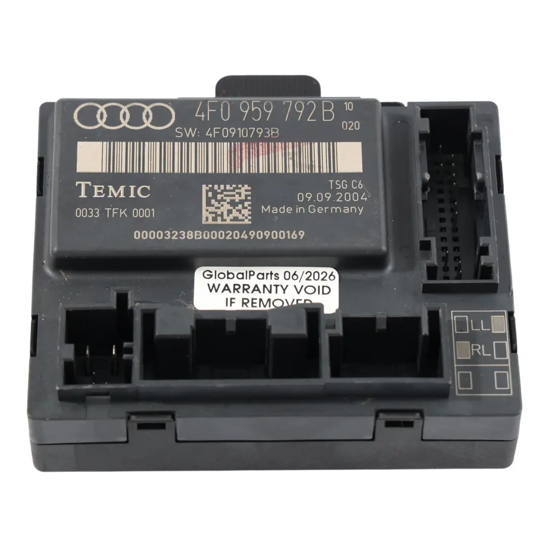 Moduł Sterownik Przednich Drzwi Prawy Przód do Audi A6 C6 o numerze 4F0959792B Audi A6 C6 Moduł Sterownik Przednich Drzwi Prawy Przód - SKU 4F0959792B - Numer Części 4F0959792B