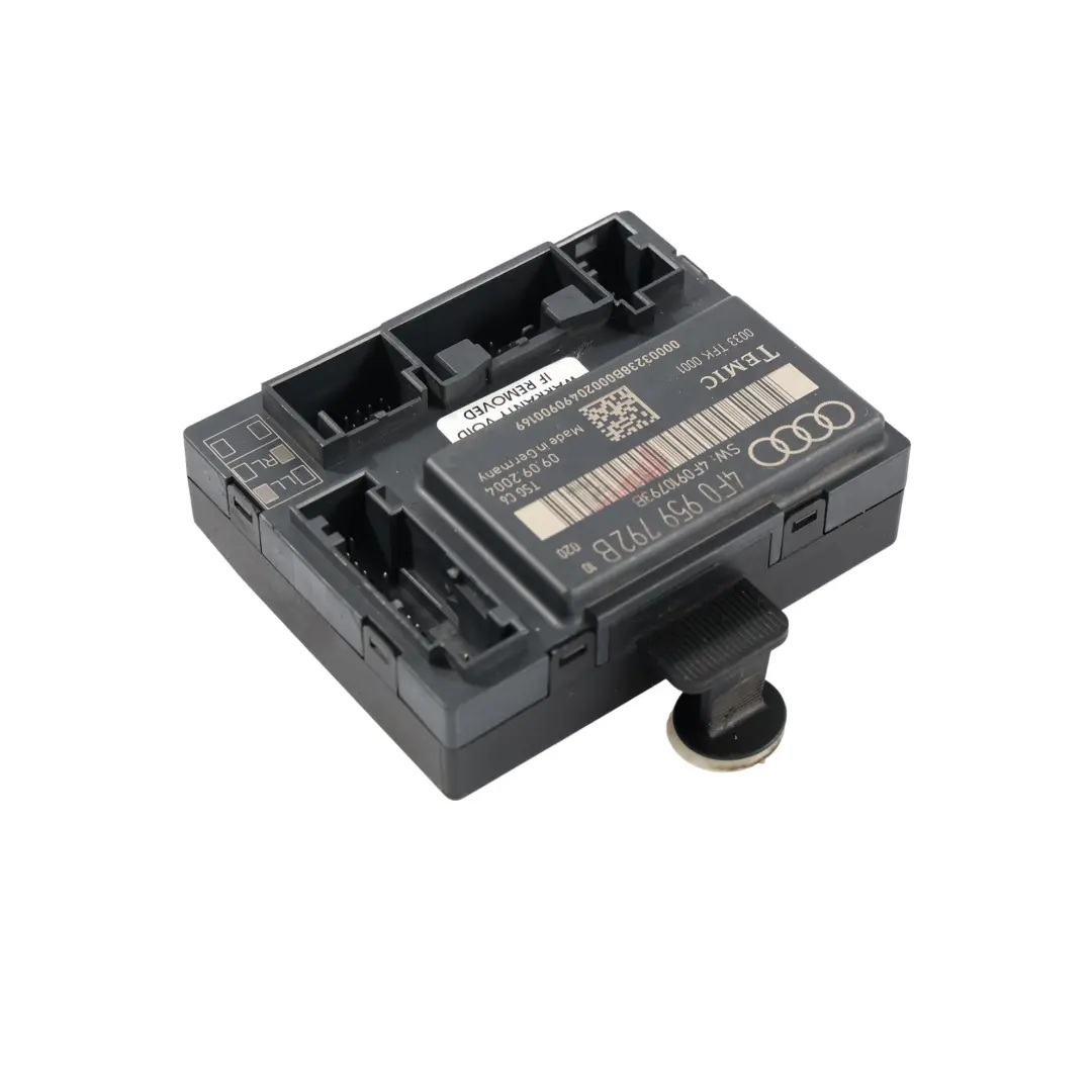 Módulo Control Puerta Delantera ECU Lado Pasajero para Audi A6 C6 con número de pieza 4F0959792B Audi A6 C6 Módulo Control Puerta Delantera ECU Lado Pasajero - SKU 4F0959792B - Número de pieza 4F0959792B