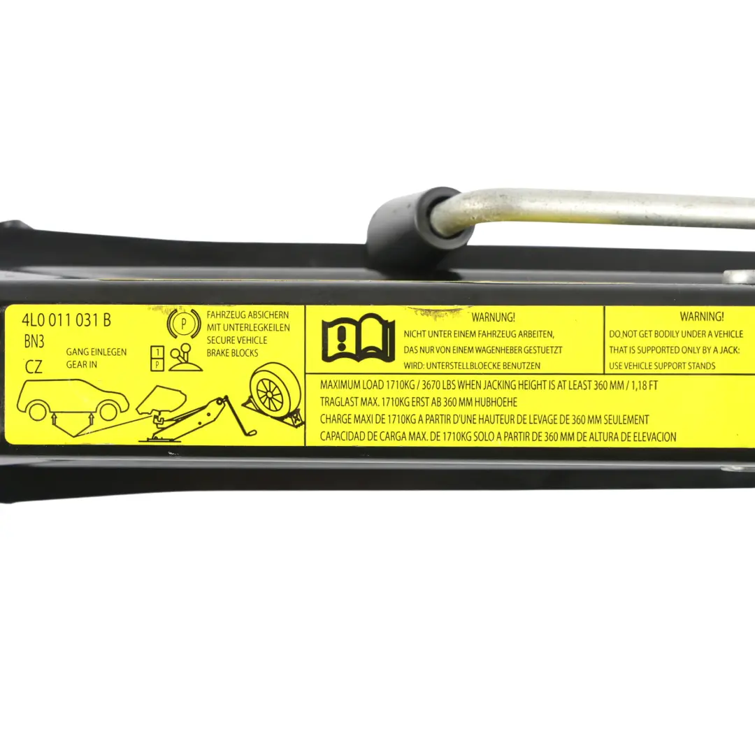 Gato Elevador Emergencia Herramienta Rueda para Audi Q7 4L con número de pieza 4L0011031B Audi Q7 4L Gato Elevador Emergencia Herramienta Rueda - SKU 4L0011031B - Número de pieza 4L0011031B