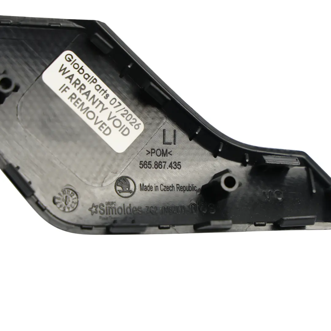 Front Door Panel Trim Cover Cap Black Left N/S to Skoda Karoq NU7 with Part number 565867435 Skoda Karoq NU7 Front Door Panel Trim Cover Cap Black Left N/S - SKU 565867435 - Part number 565867435