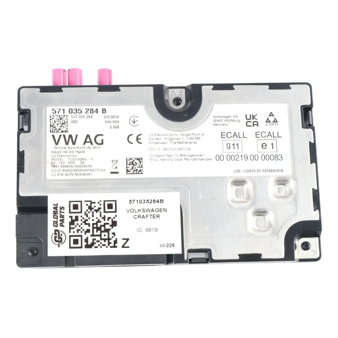 Moduł Sterownik Usług Online ECU do Volkswagen Crafter SY o numerze 571035284B Volkswagen Crafter SY Moduł Sterownik Usług Online ECU - SKU 571035284B - Numer Części 571035284B
