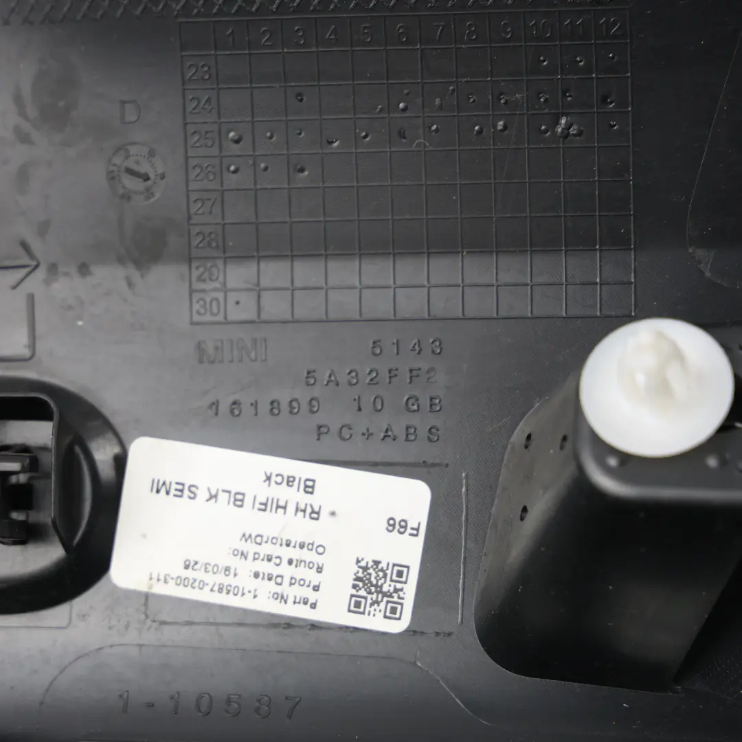 Mini F66 A-Pillar Trim Panel Moulding HiFi Tweeter Black Right O/S - SKU 5A33004 - Part number 5A33004