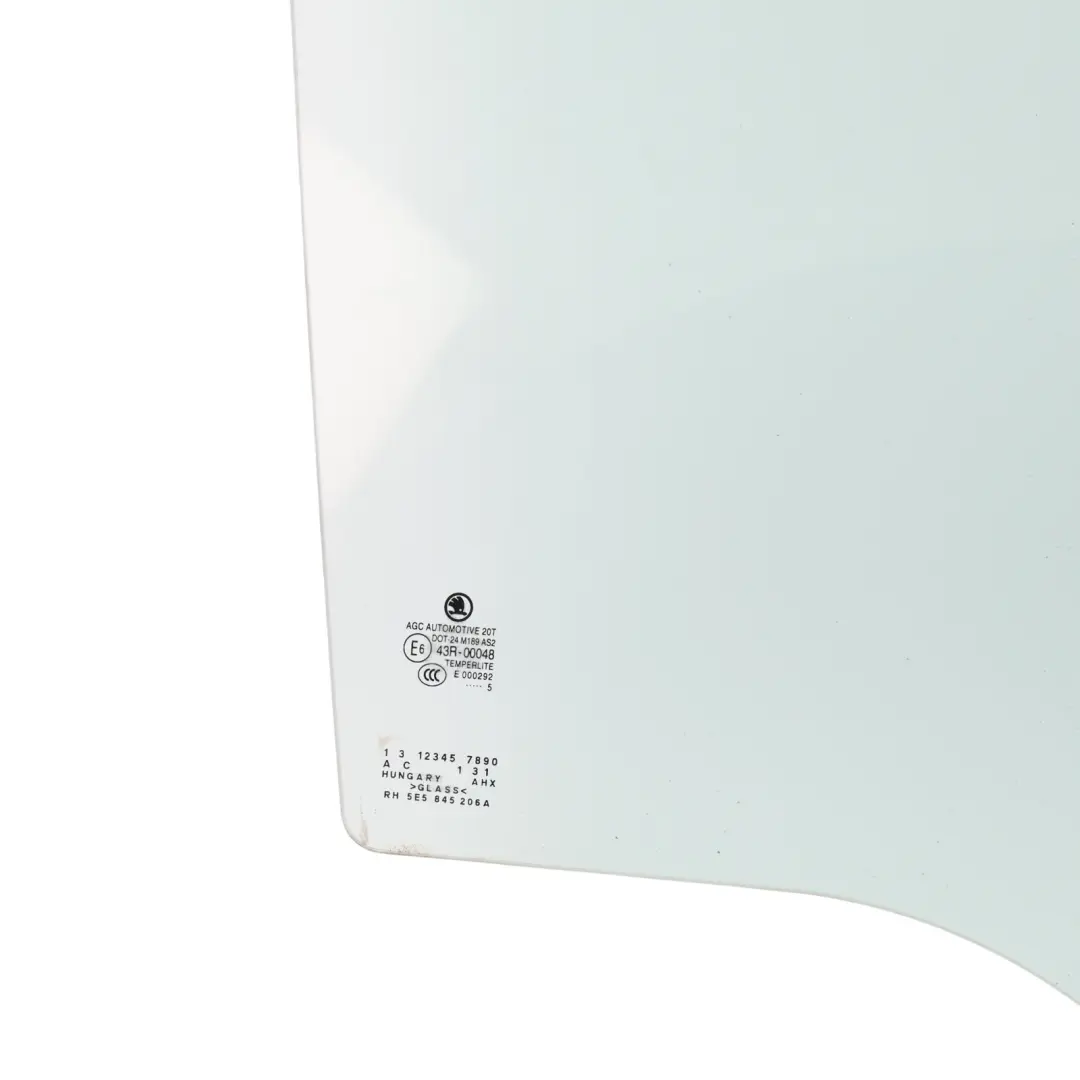 Skoda Octavia 5E Mk3 Sedan Rear Door Window Glass Right O/S AS2 Green - SKU 5E5845206A-1 - Part number 5E5845206A
