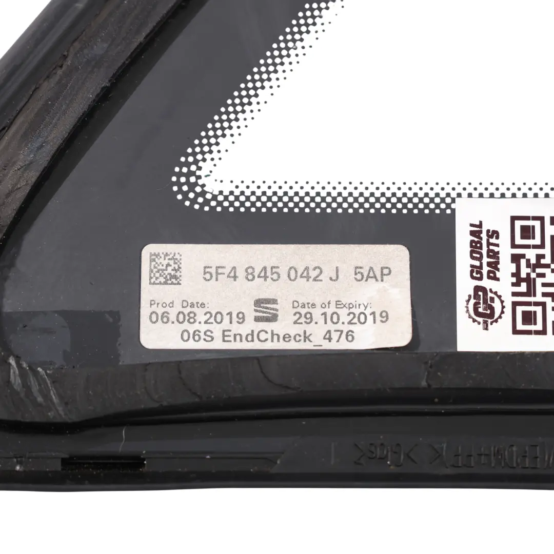 Mk3 5F Door Quarter Window Rear Right O/S Tinted Glass to Seat Leon with Part number 5F4845042J Seat Leon Mk3 5F Door Quarter Window Rear Right O/S Tinted Glass - SKU 5F4845042J-1 - Part number 5F4845042J