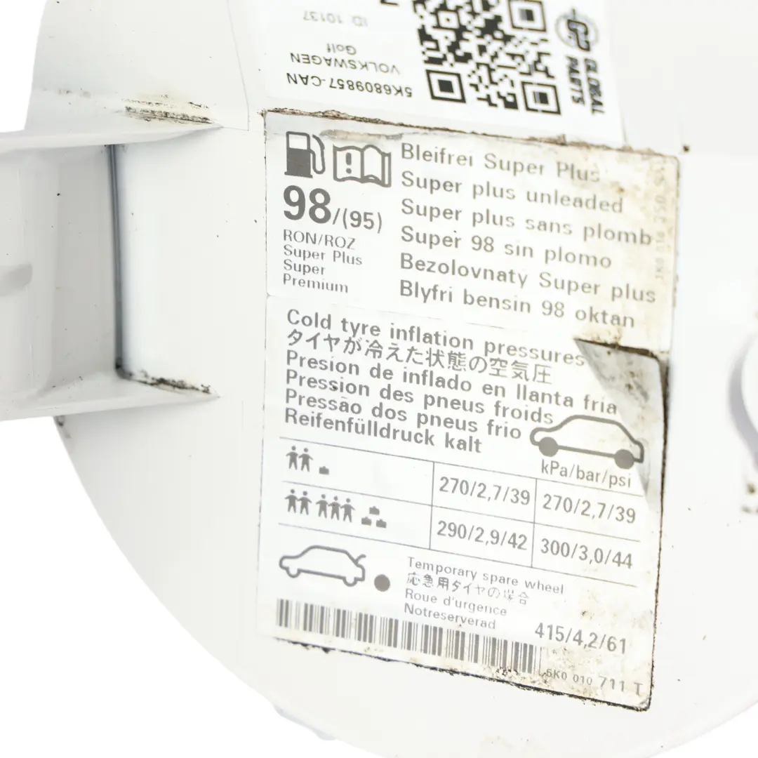 Volkswagen Golf Mk6 Sportello Carburante Bianco Candy B9A - SKU 5K6809857-CAN - Numero di parte 5K6809857