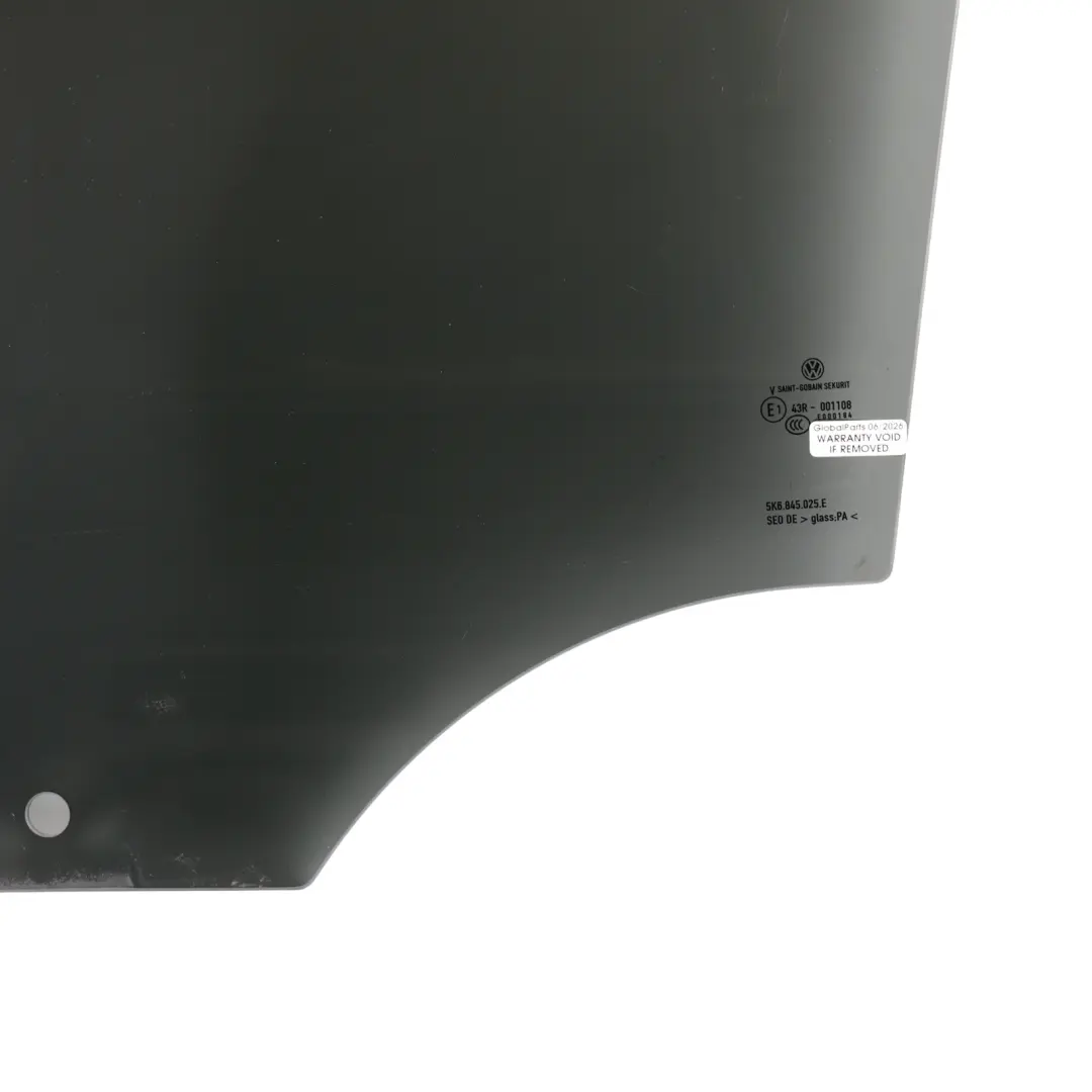 Volkswagen Golf MK6 Tür Fensterscheibe Hinten Links Getönt 90% - SKU 5K6845025E - Teilenummer 5K6845025E
