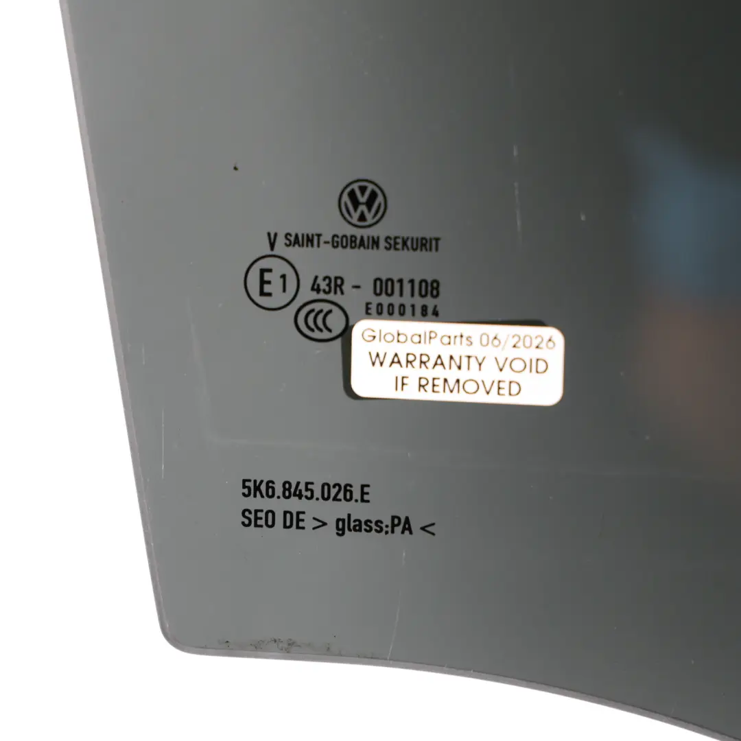 Volkswagen Golf MK6 Fensterscheibe Hinten Rechts Getönt 90% - SKU 5K6845026E - Teilenummer 5K6845026E