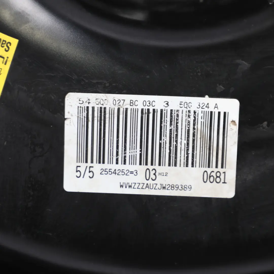 Spare Wheel Steel R18 Tyre Linglong 3.5J ET: 25.5 125/70 to VW Golf Mk7 with Part number 5Q0601027BT VW Golf Mk7 Spare Wheel Steel R18 Tyre Linglong 3.5J ET: 25.5 125/70 - SKU 5Q0601027BT - Part number 5Q0601027BT