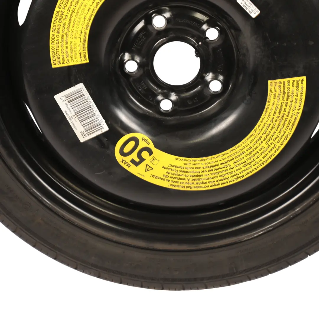 VW Golf Mk7 Spare Wheel Steel R18 Tyre Linglong 3.5J ET: 25.5 125/70 - SKU 5Q0601027BT - Part number 5Q0601027BT