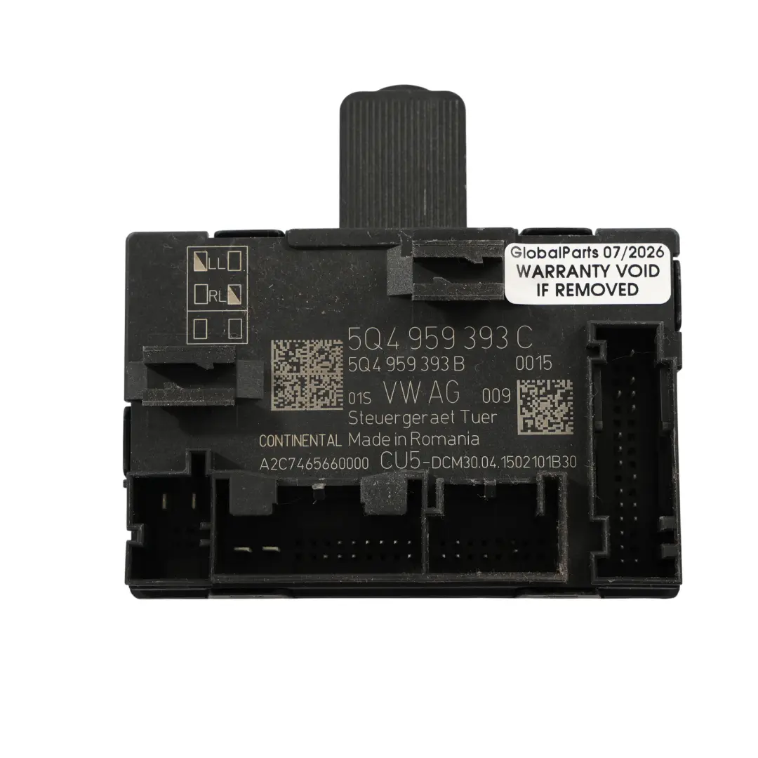 Skoda Octavia Mk3 5E Front Door Control Module Unit Driver's Side - SKU 5Q4959393C - Part number 5Q4959393C