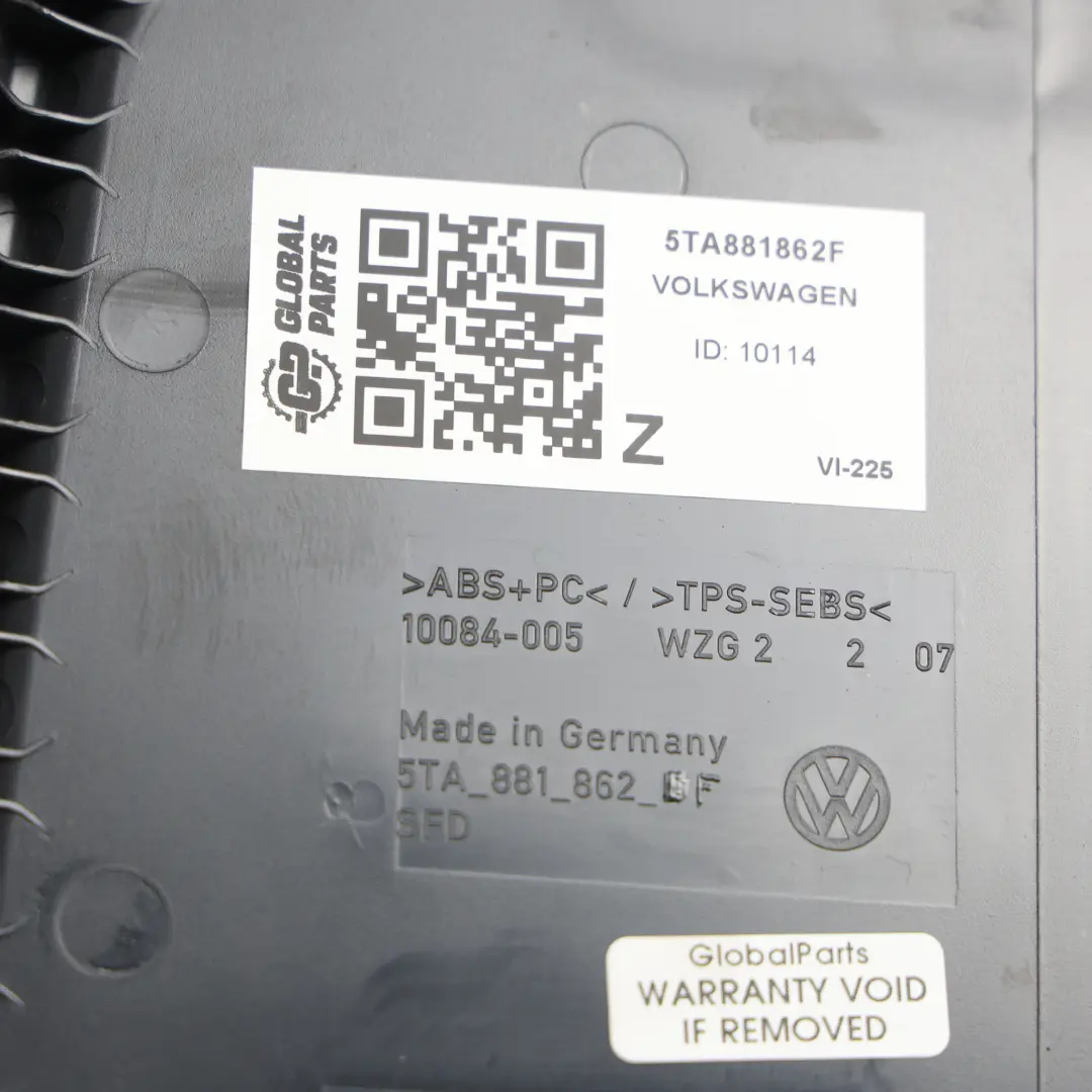 Volkswagen Tiguan 5N Tablette Rabattable Dossier Siège Avant Droit - SKU 5TA881862F - Numéro de pièce 5TA881862F