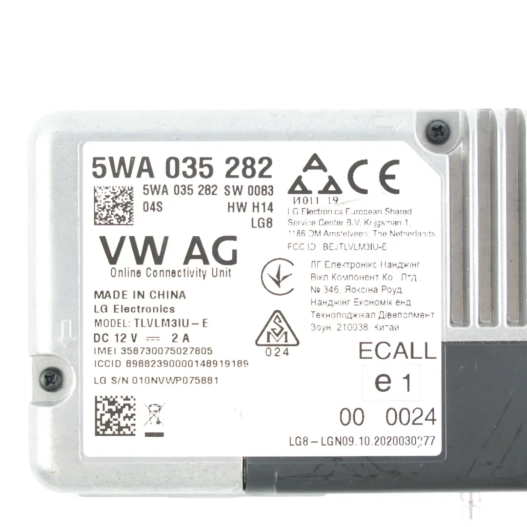 Audi Q2 GA A1 GB Online Services Control Module ECU Control Unit - SKU 5WA035282-1 - Part number 5WA035282
