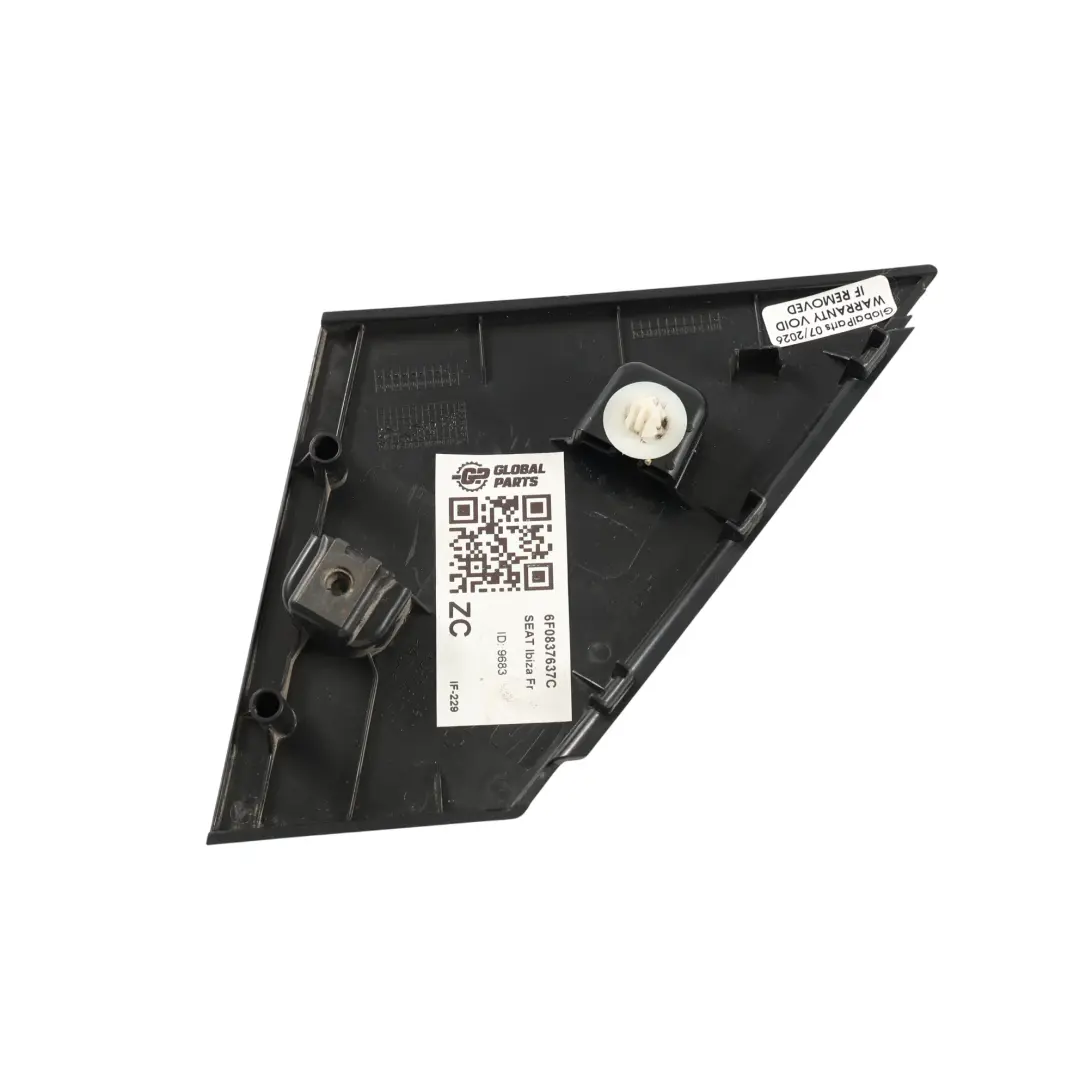Mk5 Fr Front Window Trim Strip Cover Panel Outer Left N/S to Seat Ibiza with Part number 6F0837637C Seat Ibiza Mk5 Fr Front Window Trim Strip Cover Panel Outer Left N/S - SKU 6F0837637C - Part number 6F0837637C