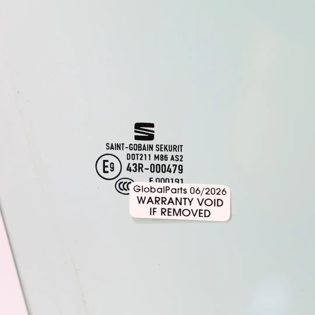 Mk5 5Dr Front Door Window Glass AS2 Front Right O/S to Seat Ibiza with Part number 6F0845202 Seat Ibiza Mk5 5Dr Front Door Window Glass AS2 Front Right O/S - SKU 6F0845202 - Part number 6F0845202