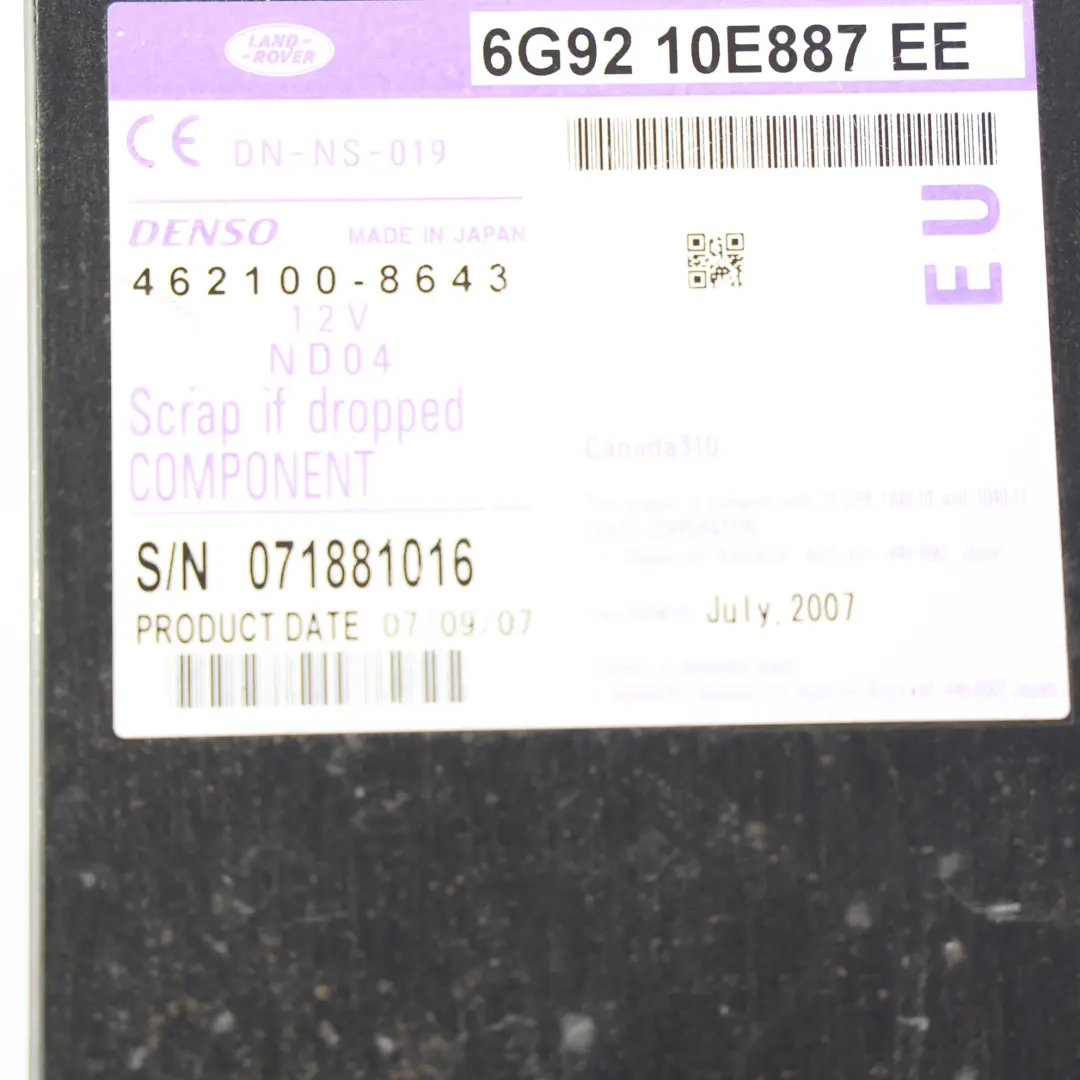 Land Rover Freelander 2 L359 GPS Navigation Sat Nav DVD Player 6G9210E887EE - SKU 6G92-10E887-EE - Teilenummer 6G92-10E887-EE