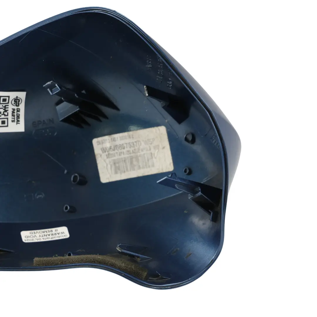 6J Mirror Wing Cap Left N/S Housing Apollo Blue W5P to Seat Ibiza with Part number 6J0857537D Seat Ibiza 6J Mirror Wing Cap Left N/S Housing Apollo Blue W5P - SKU 6J0857537D-APO - Part number 6J0857537D