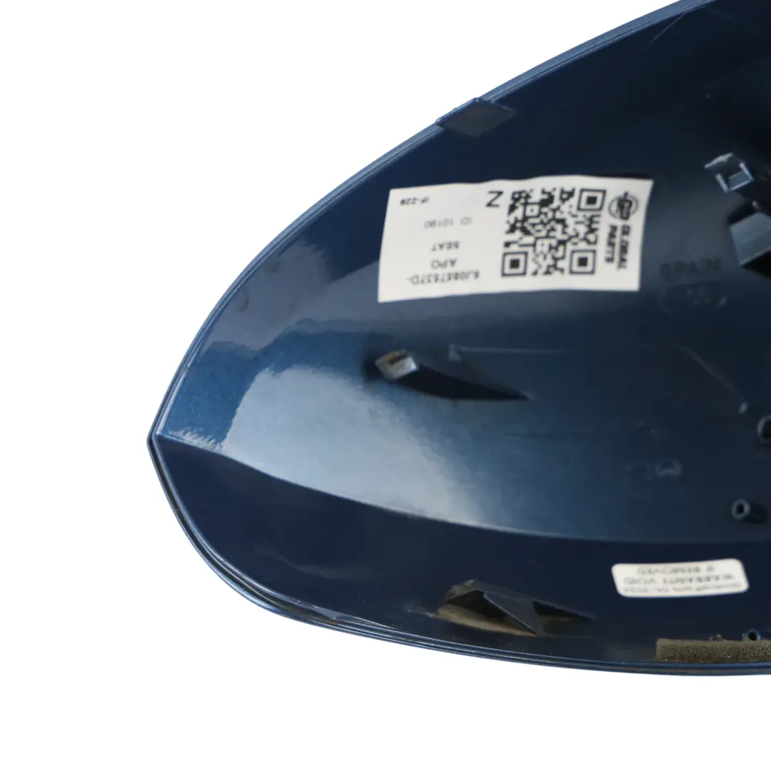 6J Mirror Wing Cap Left N/S Housing Apollo Blue W5P to Seat Ibiza with Part number 6J0857537D Seat Ibiza 6J Mirror Wing Cap Left N/S Housing Apollo Blue W5P - SKU 6J0857537D-APO - Part number 6J0857537D