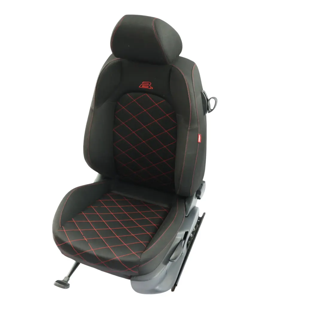 6J 3Dr Bocanegra Seat Front Left N/S Cloth Black Red Stitching to Seat Ibiza with Part number 6J0881805AC Seat Ibiza 6J 3Dr Bocanegra Seat Front Left N/S Cloth Black Red Stitching - SKU 6J0881805AC - Part number 6J0881805AC