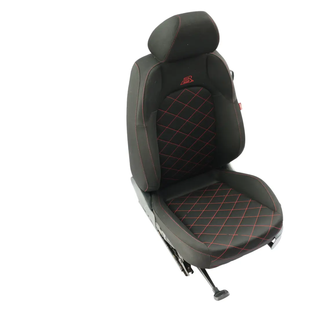 Seat Ibiza 6J 3Dr Bocanegra Fotel Przedni Lewy Czarny Czerwone Przeszycia - SKU 6J0881805AC - Numer Części 6J0881805AC