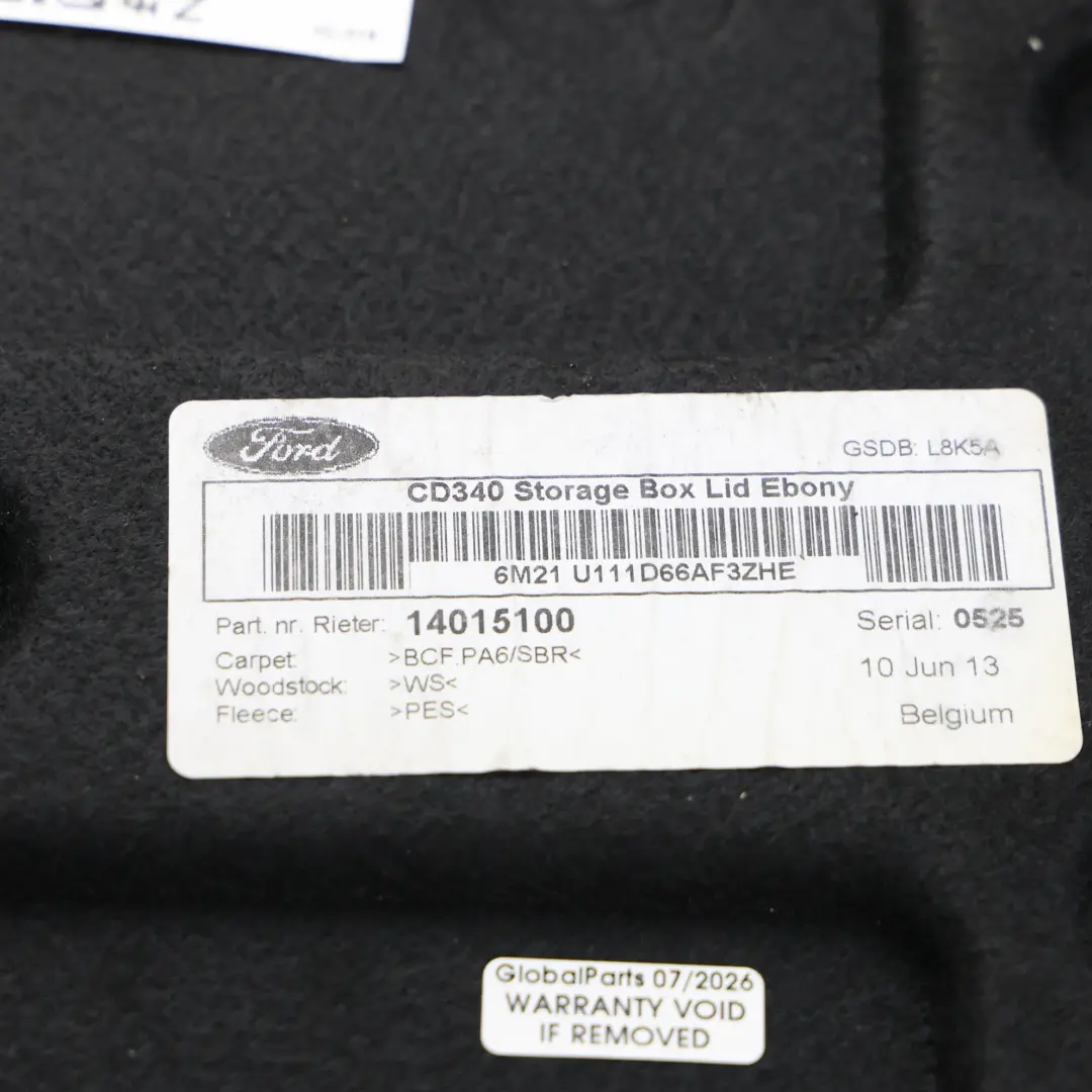 Ford S-Max Tapa Caja Almacenamiento Suelo Trasero Negro - SKU 6M21-U111D66-AFW - Número de pieza 6M21-U111D66-AFW