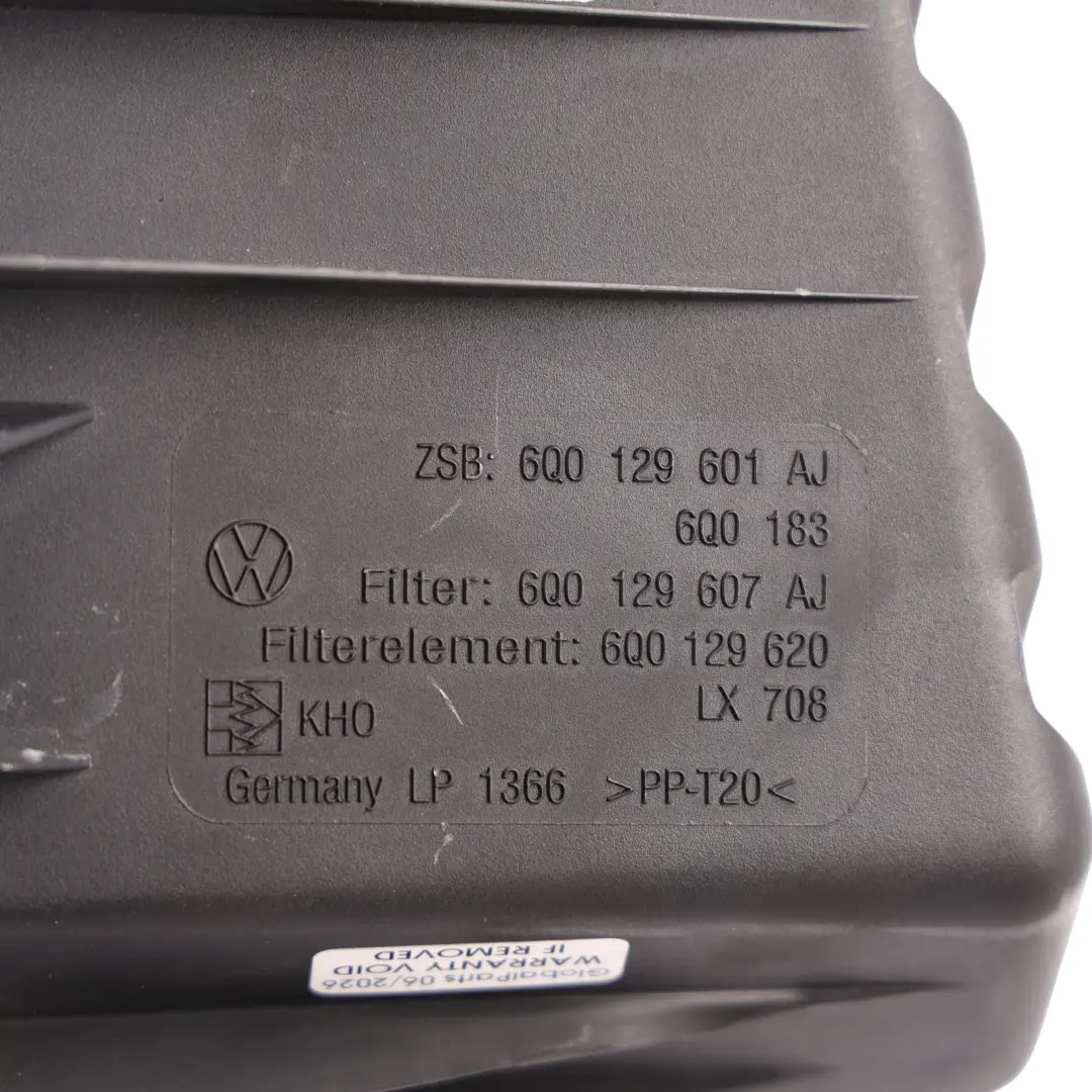Skoda Fabia 6Y Air Filter Box Housing 1.9 TDI BLT - SKU 6Q0129601AJ - Part number 6Q0129601AJ