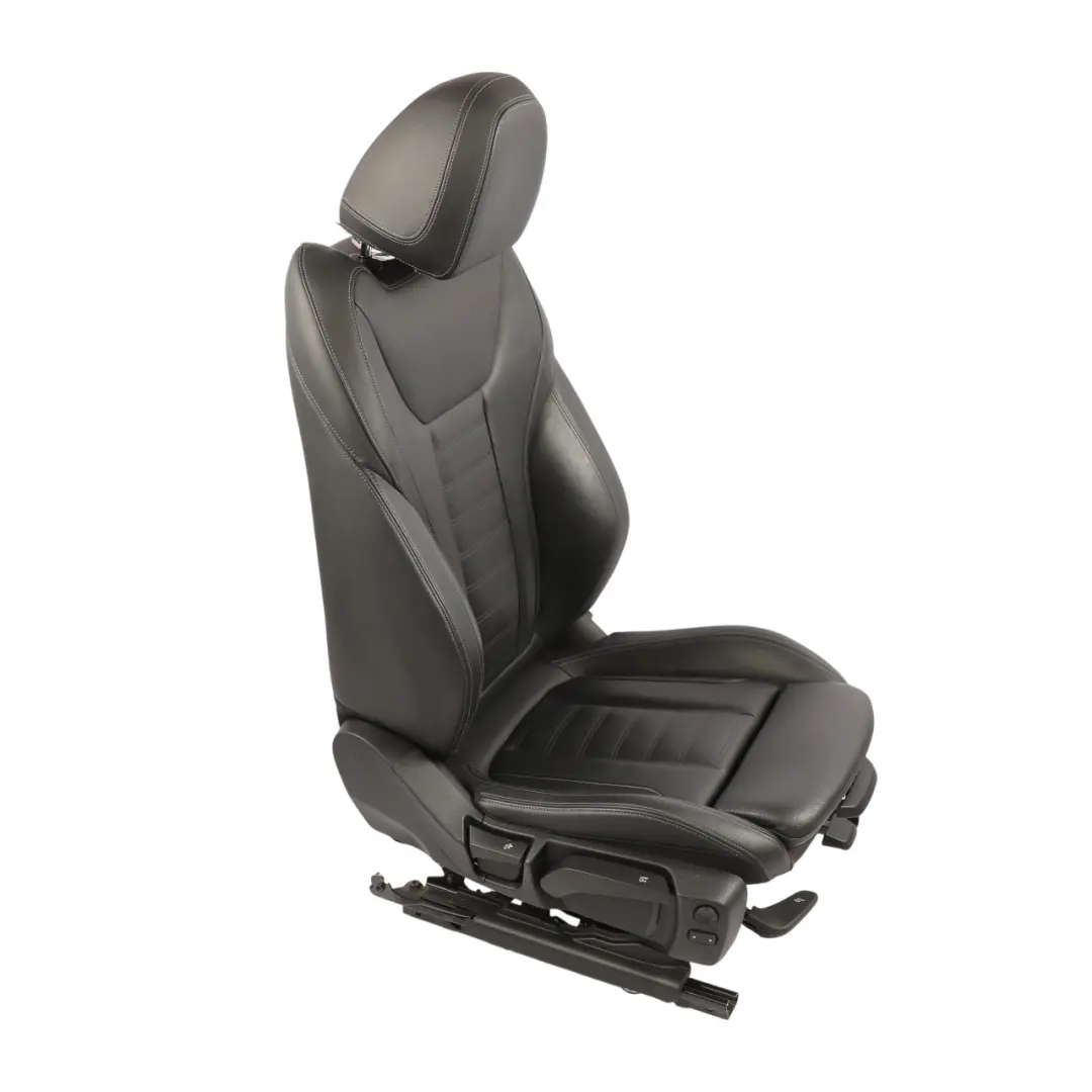 Front Seat Sport Heated Right O/S Leather Vernasca Black Gray Threads to BMW X3 G01 with Part number 7472486 BMW X3 G01 Front Seat Sport Heated Right O/S Leather Vernasca Black Gray Threads - SKU 7472486 - Part number 7472486